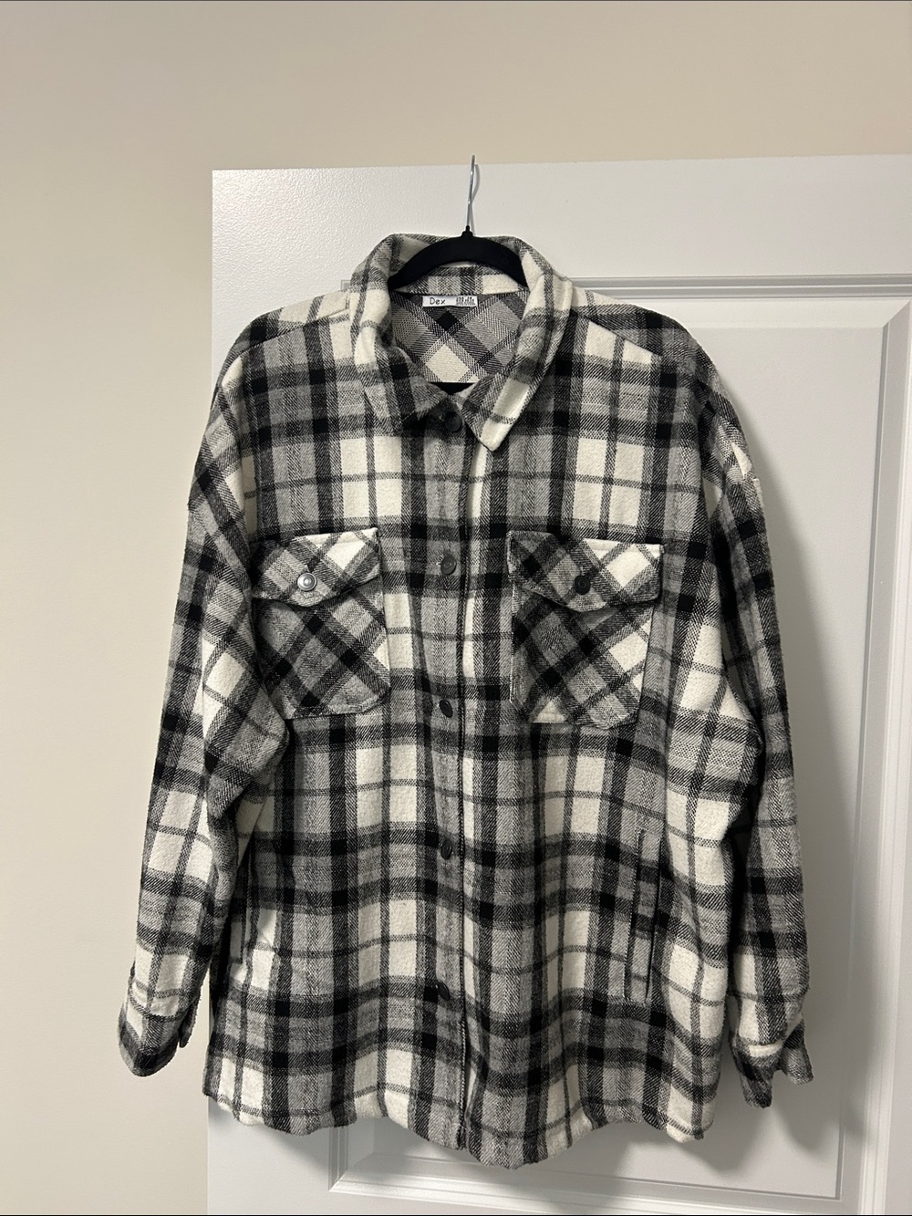 Dex Black & White Plaid Button-Down Shirt Jacket